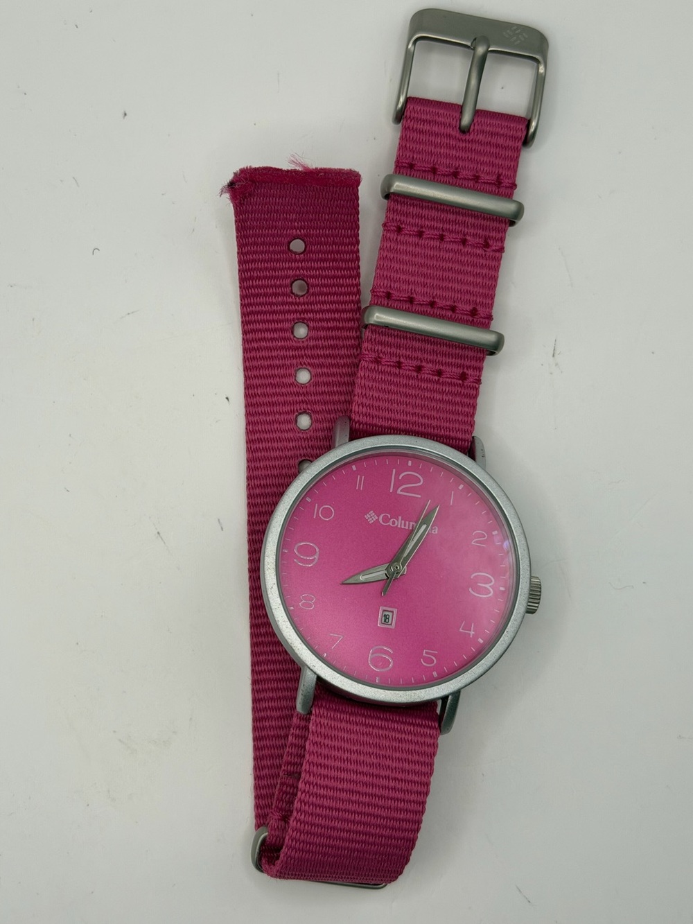 Columbia Quartz Pink Dial 38mm Field Style NATO Pink Strap Wristwatch